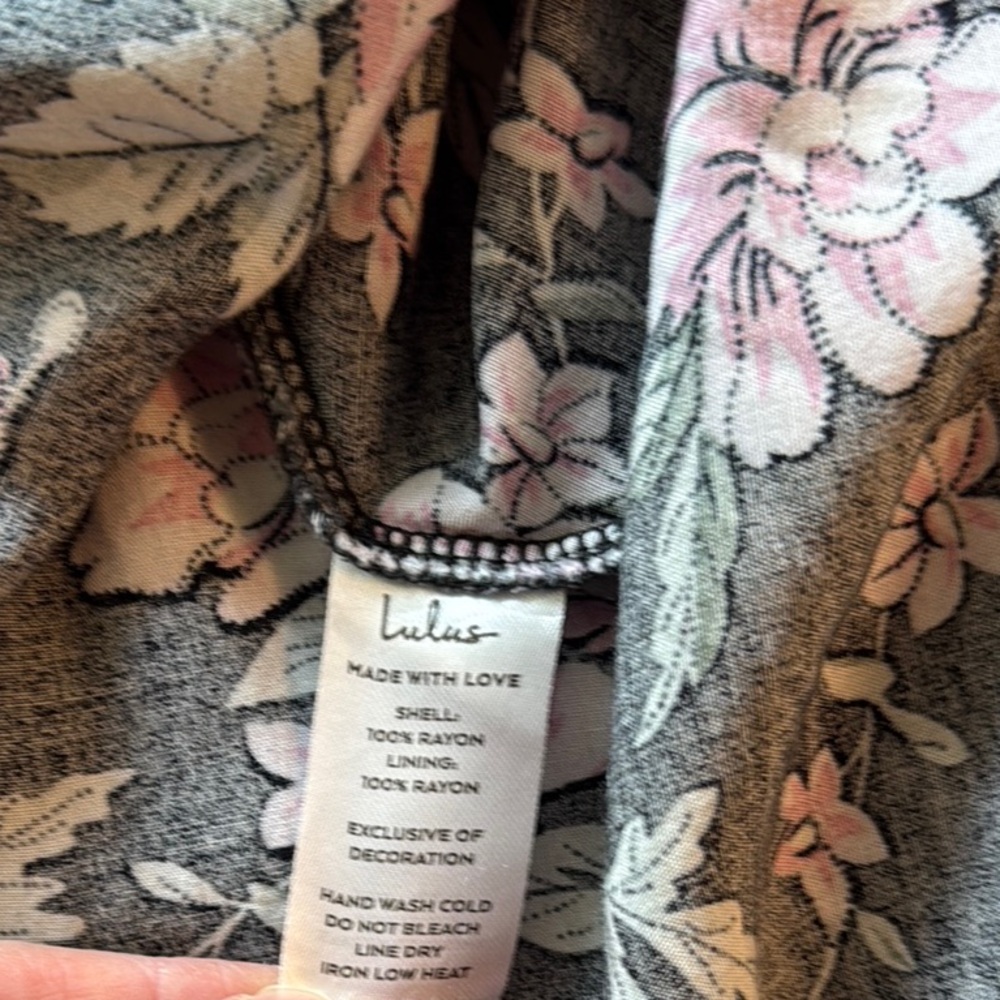 Lulus Chic Black Midi Slip Dress with Pink Floral Print with side slit Small - Picture 15 of 16